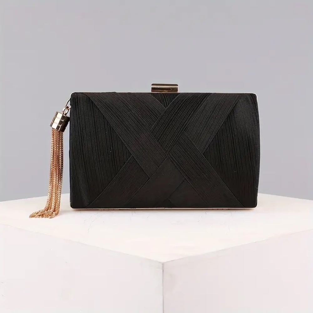 Classy Evening Bag with Shoulder Chain Lightweight Black